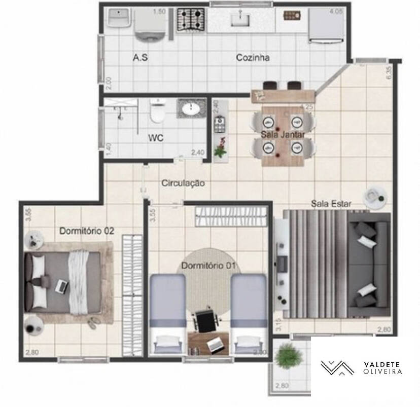 Apartamento à venda com 2 quartos, 67m² - Foto 5