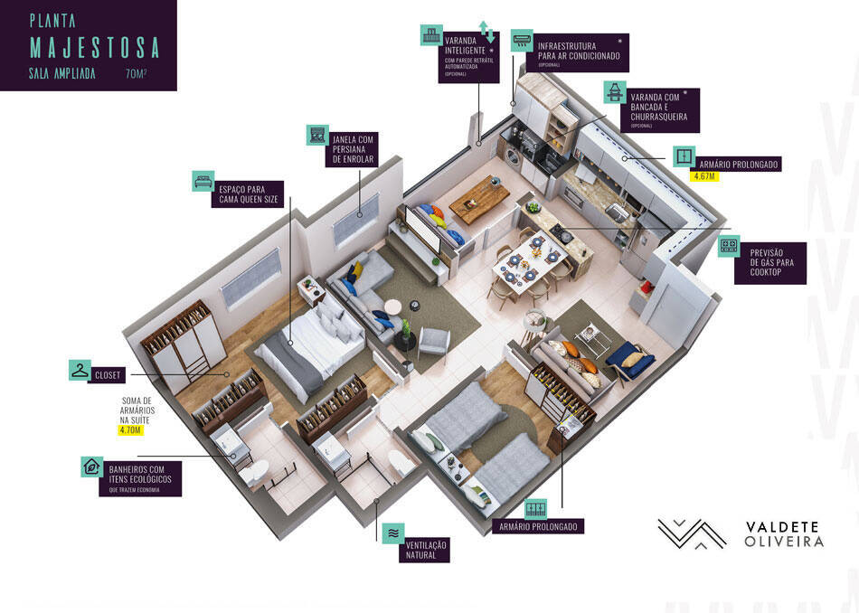 Apartamento à venda com 3 quartos, 70m² - Foto 3