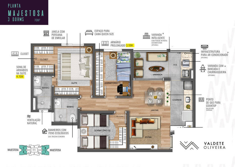 Apartamento à venda com 3 quartos, 70m² - Foto 4